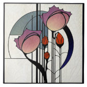 Mackintosh Art Déco Abstrakte Wand-Deco Fliese (Vorderseite)