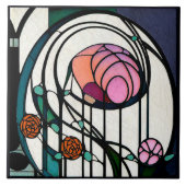 Mackintosh Art Deco Abstrakte Wand-Deco Fliese (Vorderseite)