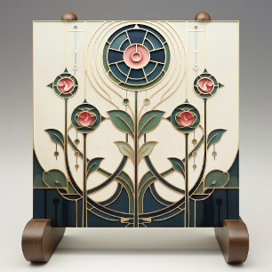 Mackintosh Art Deco abstrakter Blumenschmuck an de Fliese