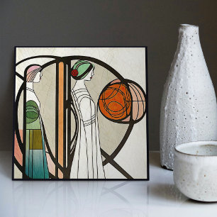 Mackintosh Art Deco abstraktes florales Wanddekor Fliese