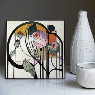 Mackintosh Art Deco abstraktes florales Wanddekor Fliese