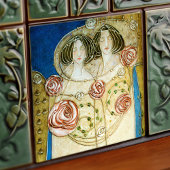 Mackintosh Art Deco Frauen und Rose Deco Fliese