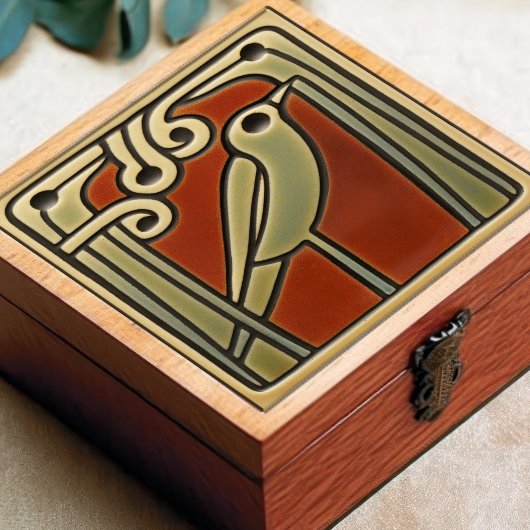 Mackintosh Bird Green Red Wall Deco Fliese