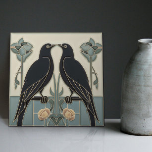 Mackintosh Black Birds Art Deco Jugendstil-Wanddek Fliese