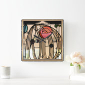 Mackintosh - Glasfenster, das Hill House Quadratische Wanduhr (Zuhause)