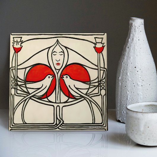 Mackintosh Lovebirds Abstrakt Wall Decoder Bird Fliese