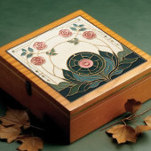 Mackintosh Rose Art Nouveau Faux Stained Glass Fliese