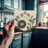 Mackintosh Rose Art Nouveau Faux Stained Glass Fliese