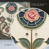 Mackintosh Rose Art Nouveau Faux Stained Glass Fliese