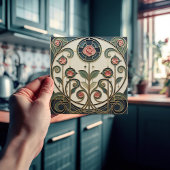 Mackintosh Rose Art Nouveau Faux Stained Glass Fliese