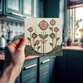 Mackintosh Rose Art Nouveau Faux Stained Glass Fliese