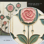 Mackintosh Rose Art Nouveau Faux Stained Glass Fliese