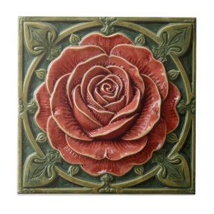 Mackintosh Rose Faux-Relief Arts & Crafts Reproduk Fliese