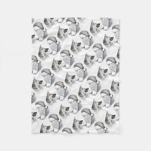 Macksie-and-Santa-LARGE Fleecedecke (Vorderseite)