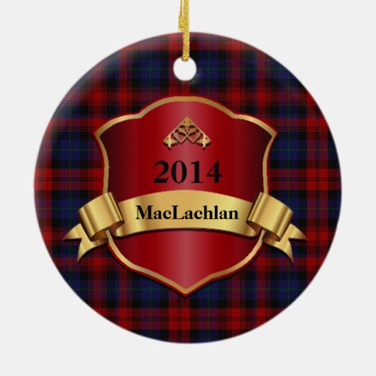 MacLachlan Tartan Karierte benutzerdefinierte Verz Keramikornament (Hinten)