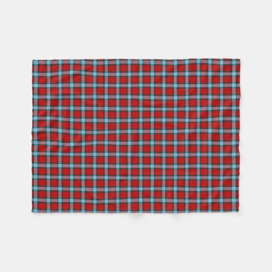 MacLaine Clan Bright Red und Sky Blue Tartan Fleecedecke (Vorderseite (Horizontal))