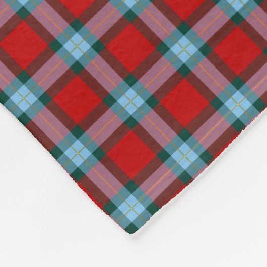 MacLaine Clan Bright Red und Sky Blue Tartan Fleecedecke (Ecke)