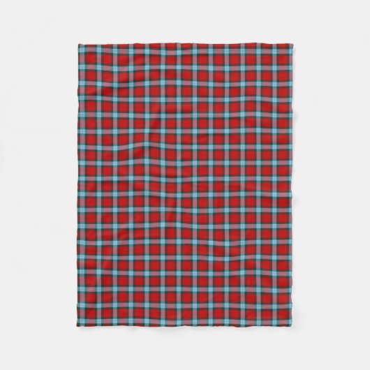 MacLaine Clan Bright Red und Sky Blue Tartan Fleecedecke (Vorderseite)