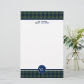 MacLaren Clan Tartan Blue und Green Kariert Monogr Briefpapier (Stehend Vorderseite)