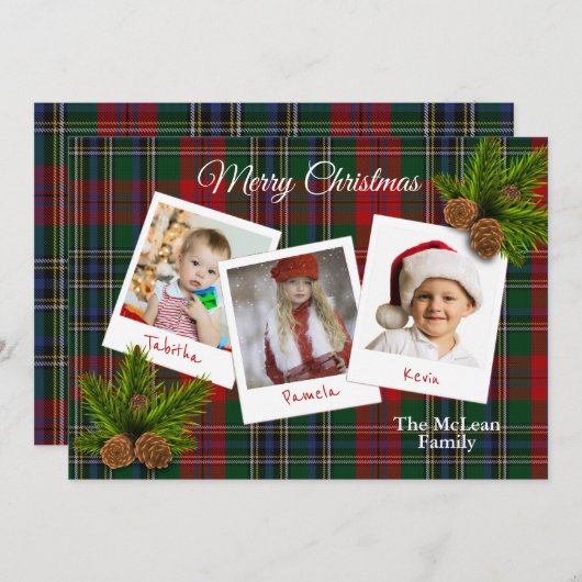 MacLean Clan Kariert Weihnachts Multi Foto Card Einladung (Vorne/Hinten)