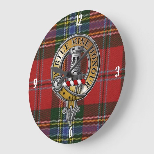 MacLean Tartan & Abzeichen Große Wanduhr (Winkel)