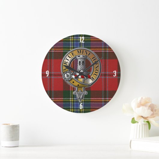 MacLean Tartan & Abzeichen Große Wanduhr (Zuhause)