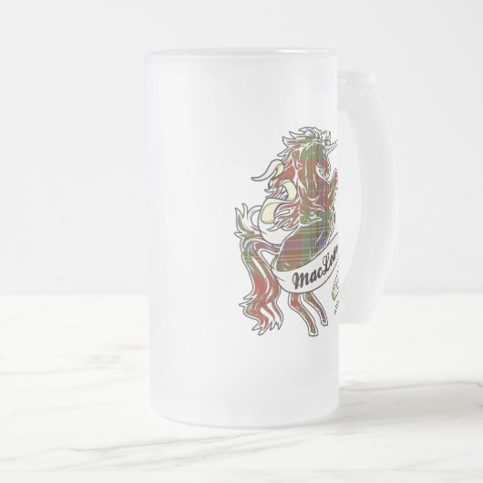 MacLean Tartan-Einhorn Mattglas Bierglas (VorderseiteRechts)