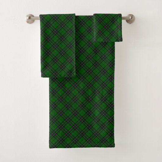 MacLean Tartan Green und Black Kariert Badhandtuch Set (Insitu)