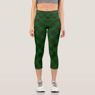 MacLean Tartan Green und Black Kariert Capri Leggings
