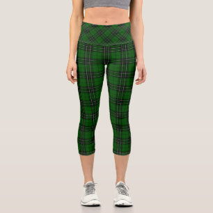 MacLean Tartan Green und Black Kariert Capri Leggings
