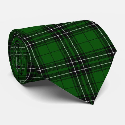 MacLean Tartan Green und Black Kariert Krawatte (Gerollt)