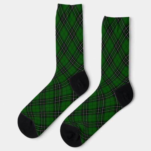 MacLean Tartan Green und Black Kariert Socken (Linkes Detail)