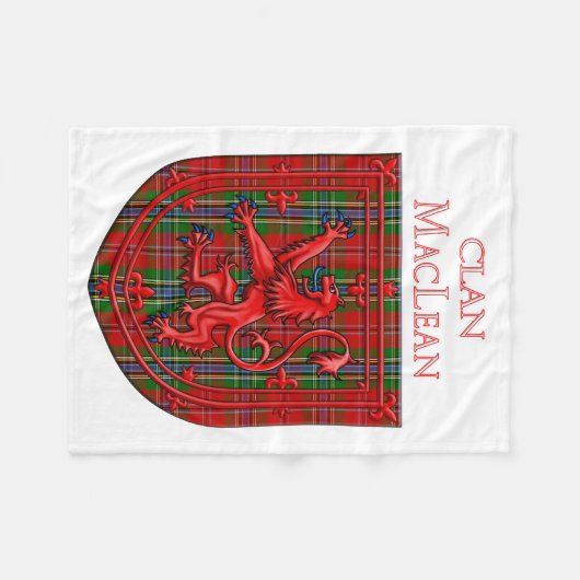 MacLean Tartan Scottish Kariert Lion Rampant Fleecedecke (Vorderseite (Horizontal))