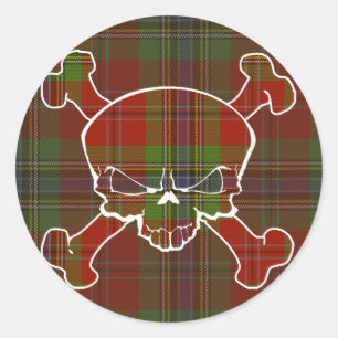 MacLean Tartan Skull No Banner Runder Aufkleber
