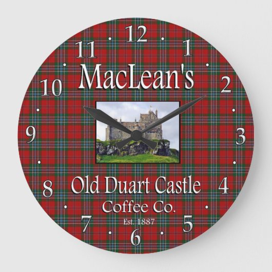 MacLean's Old Duart Castle Coffee Co. Wall Clock Große Wanduhr (Vorderseite)