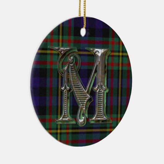 MacLellan karierte Monogrammverzierung Keramik Ornament (Rechts)