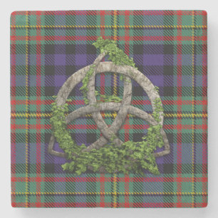 MacLellan Tartan und keltischer Dreiheits-Knoten Steinuntersetzer