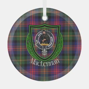 MacLennan schottischer Clan Tartan & Wappen Ornament Aus Glas