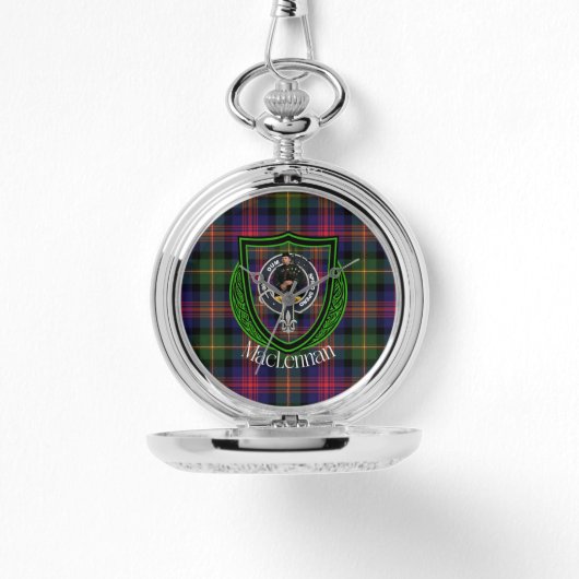 MacLennan Scottish Clan Tartan & Crest Armbanduhr (Vorderseite)