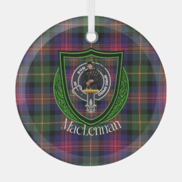 MacLennan Scottish Clan Tartan & Crest Ornament Aus Glas