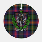 MacLennan Scottish Clan Tartan & Crest Ornament Aus Glas (Rückseite)