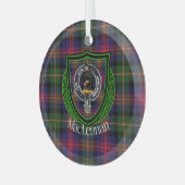 MacLennan Scottish Clan Tartan & Crest Ornament Aus Glas (Vorderseite links)