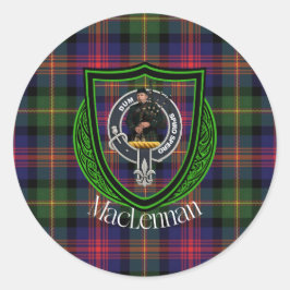 MacLennan Scottish Clan Tartan & Crest Runder Aufkleber