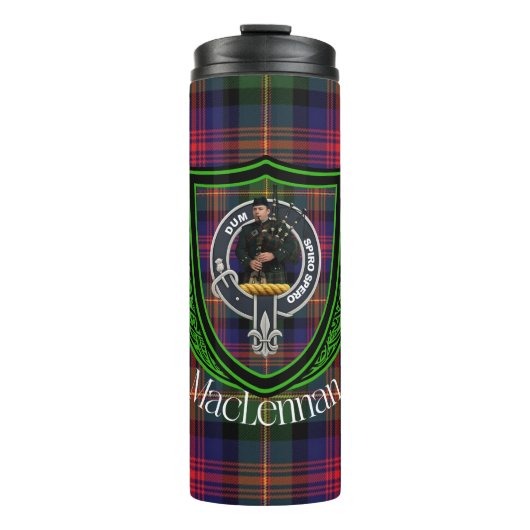 MacLennan Scottish Clan Tartan & Crest Thermosbecher (Vorderseite)