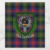 MacLennan Scottish Clan Tartan & Crest Weinetikett (Einzelnes Label)