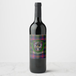 MacLennan Scottish Clan Tartan & Crest Weinetikett