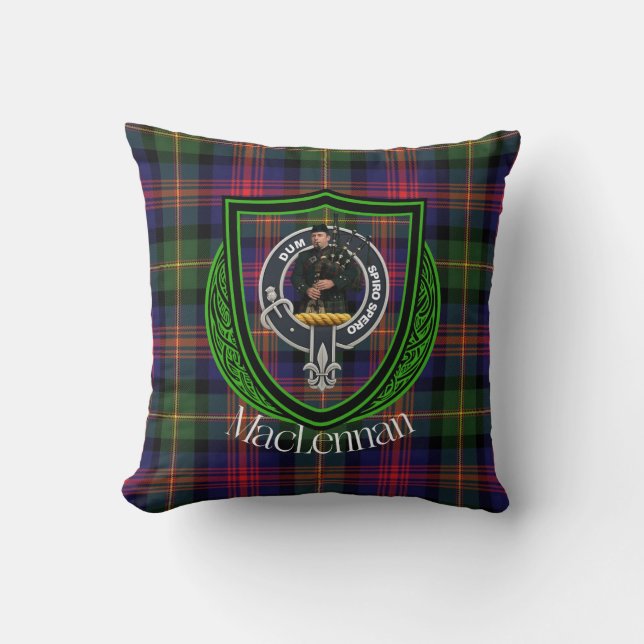 MacLennan Scottish Clan Tartan & Wappen Kissen (Vorderseite)