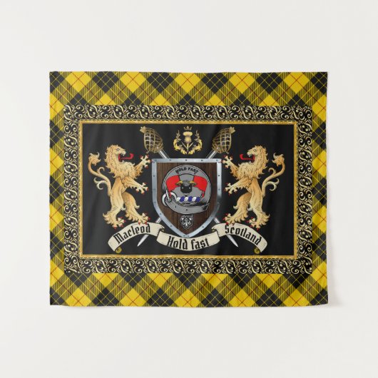 Macleod Clan Abzeichen & Motto mit Löwen Wandteppich (Vorderseite (Horizontal))