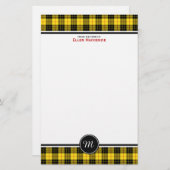 MacLeod Clan Tartan Yellow Kariert Monogram Briefpapier (Vorne/Hinten)
