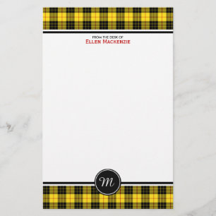 MacLeod Clantartan-Gelb-kariertes Monogramm Briefpapier